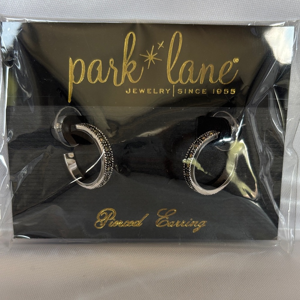 Park Lane | Marcasite Open Hoop Earrings, Silver Tone